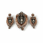 Victorian 18 Karat Rose Gold and Silver Earrings and Brooch