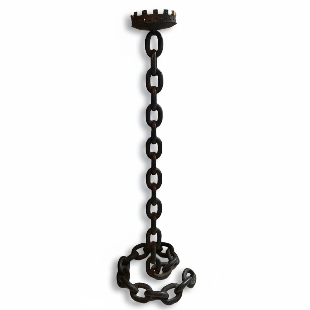 20th Century Continental Brutalish Iron Chain Floor Lamp in Style of Franz West