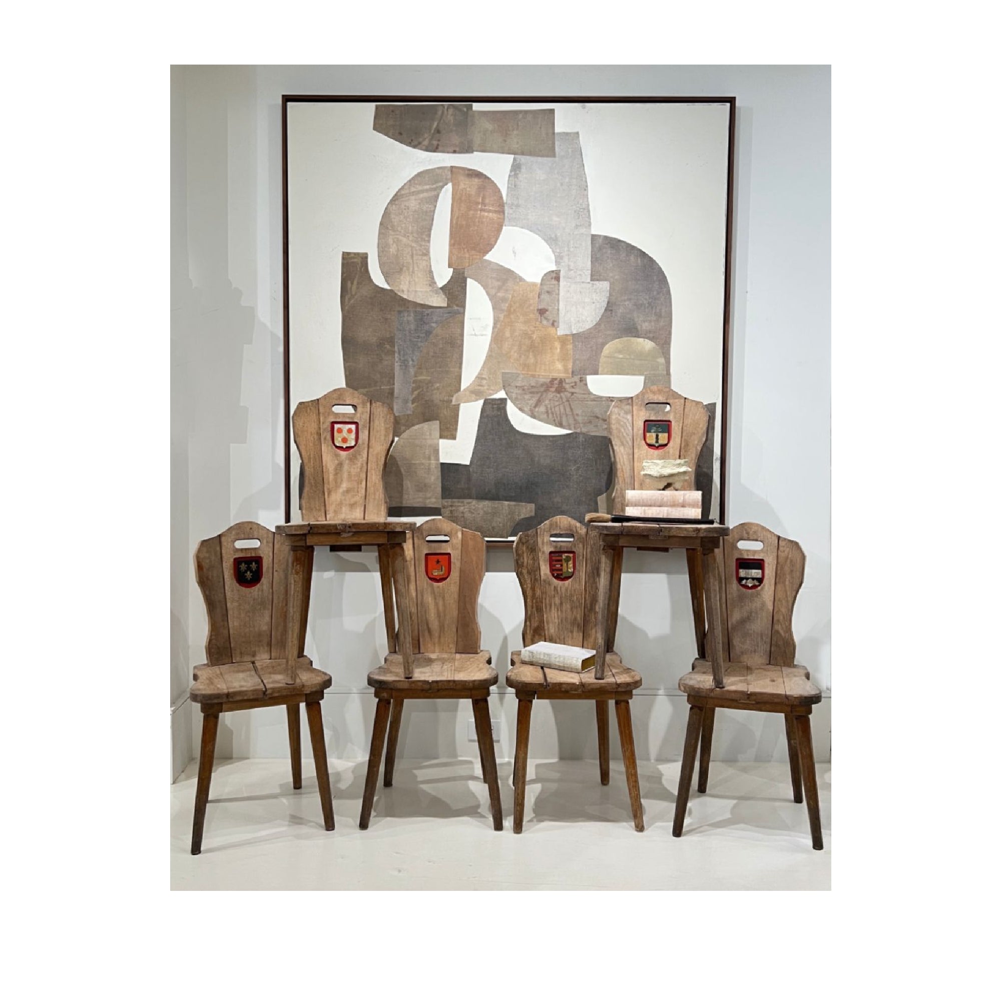19th Century Belgian Antique Chairs with Coat of Arms from Chateau