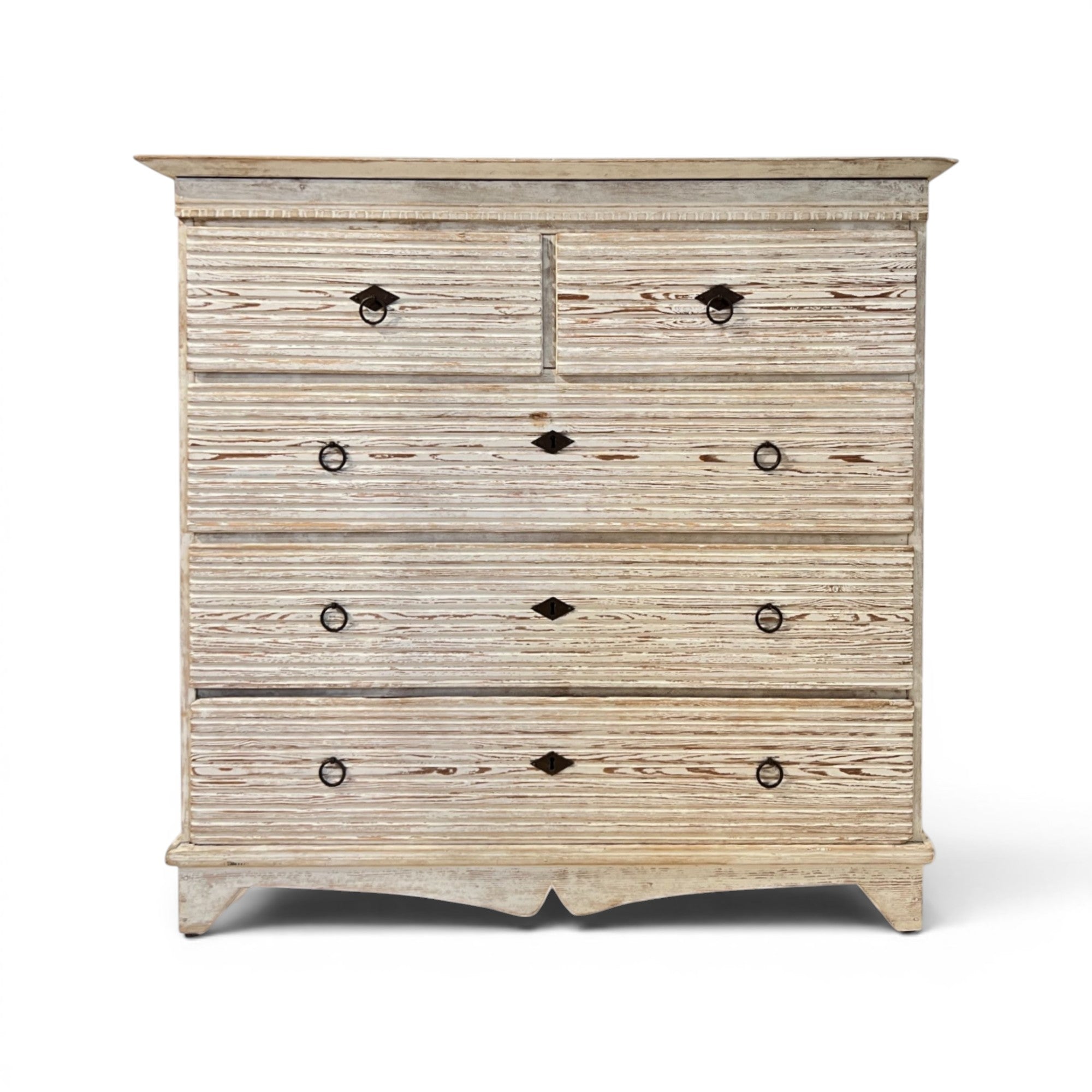 19th Century Swedish Antique Painted Reeded Chest