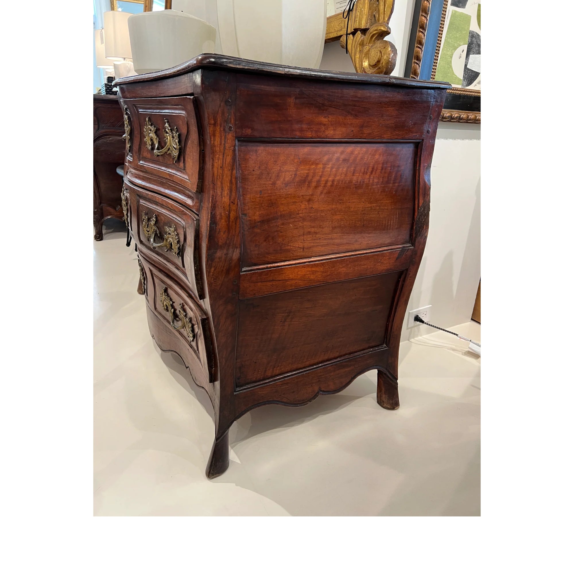 18th Century Louis XIV/XV Walnut Bombe Chest with Hoof Foot