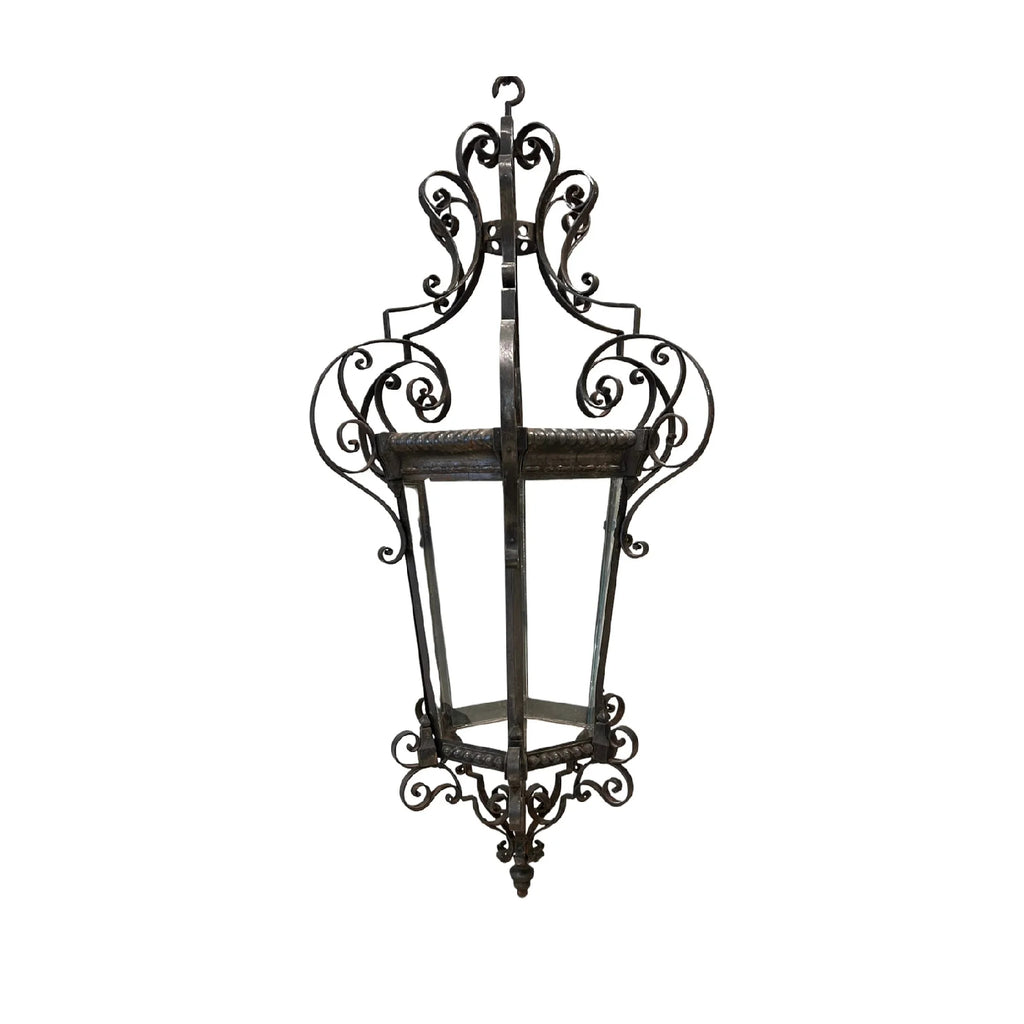 19th Century Italian Antique Scrolled Iron Lantern