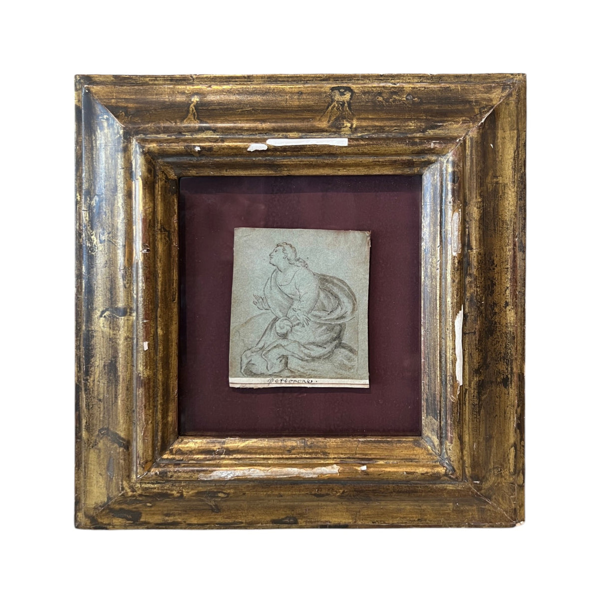 17th Century Northern School Draped Woman Framed