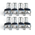 18th Century Swedish Rococo Set of 8 Chairs