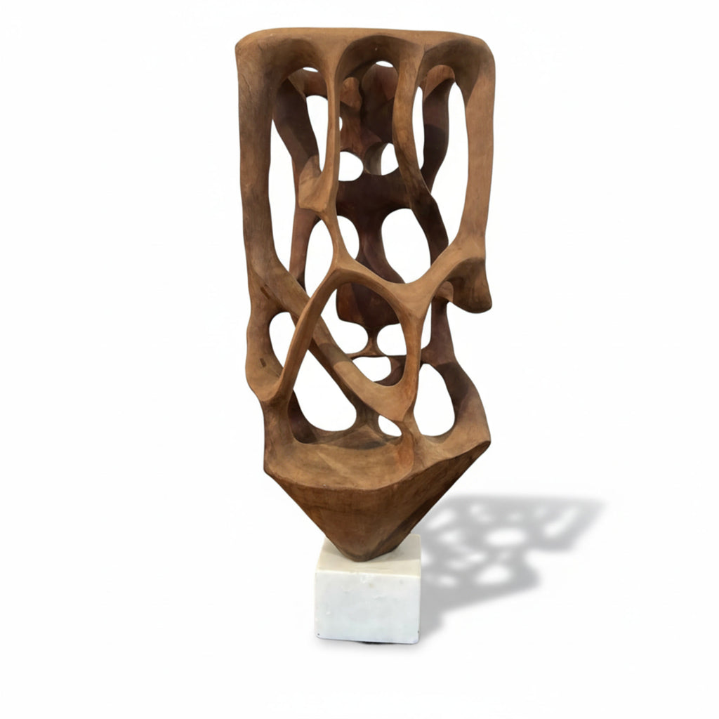 Cuban School Carved Wooden Abstract Sculpture