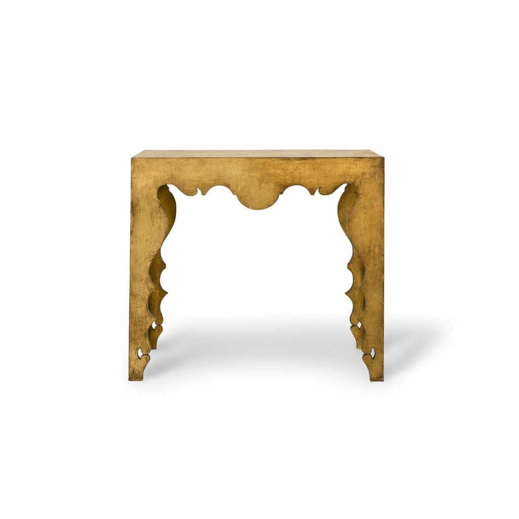 Maison Contemporary Rococo Console Table in Gold Leaf