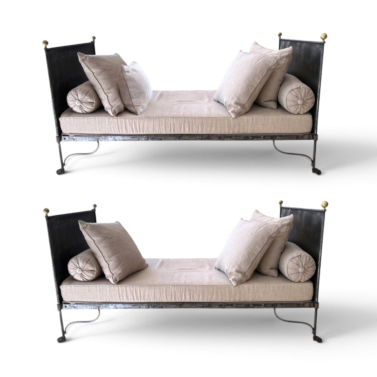19th Century French Pair of Napoleon III Iron Daybeds