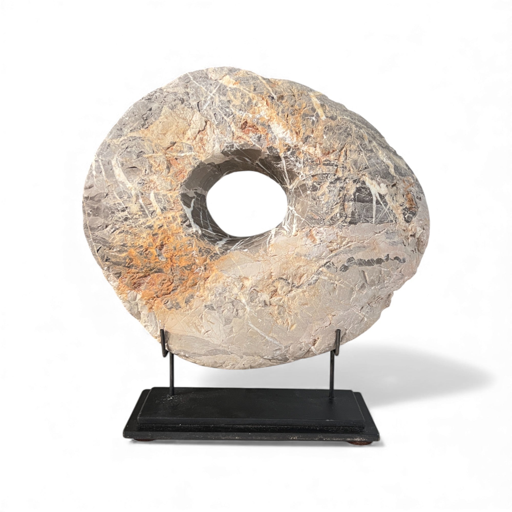 Marble Disc with Iron Base (Beige)