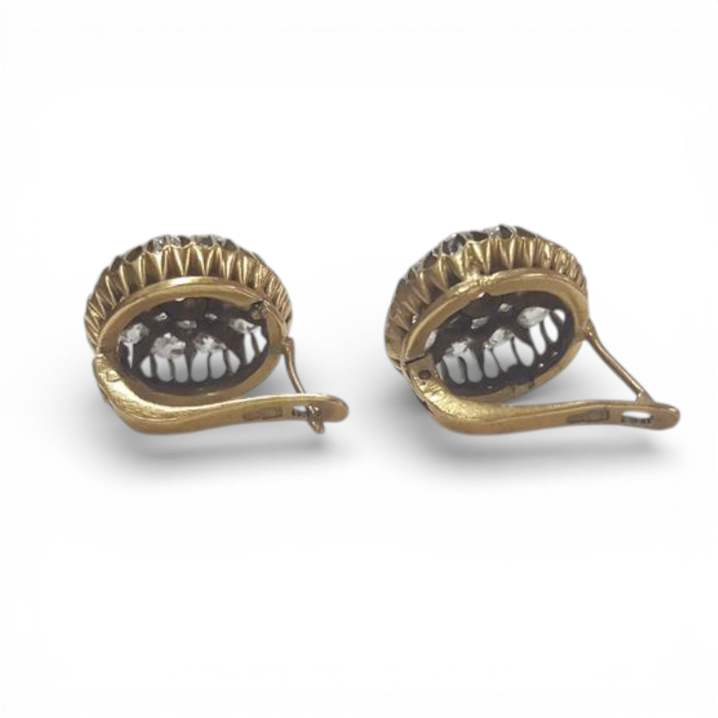 Mid 19th Century 14 Karat Yellow Gold Old Mine Cut Diamond Earrings