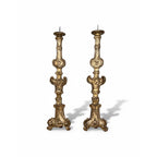 Antique Pair Large Giltwood Candlesticks