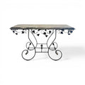 19th Century French Marble Top Iron Console with Grape Detail