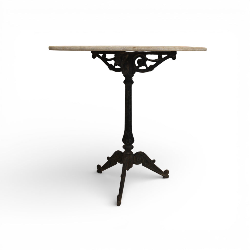 19th Century French Antique Stone Top Table with Iron Base