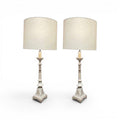 Pair of French Vintage Pale Grey Marble Lamps