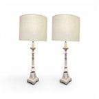 Pair of French Vintage Pale Grey Marble Lamps