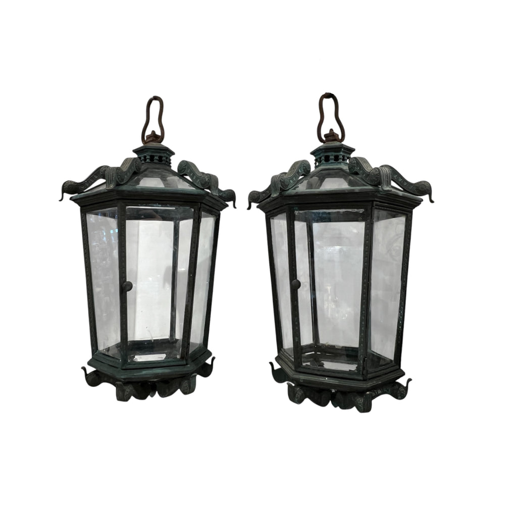19th Century Italian Pair of Bronze Lanterns