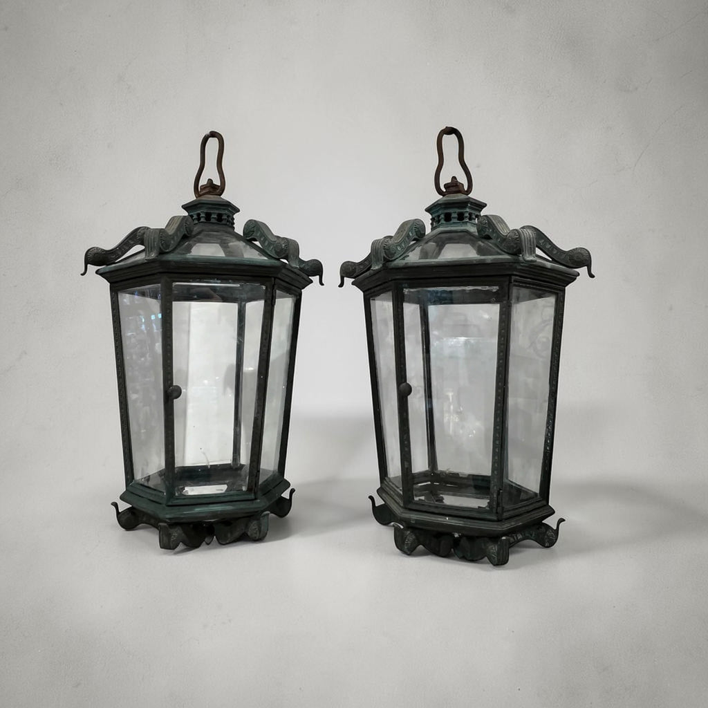 19th Century Italian Pair of Bronze Lanterns