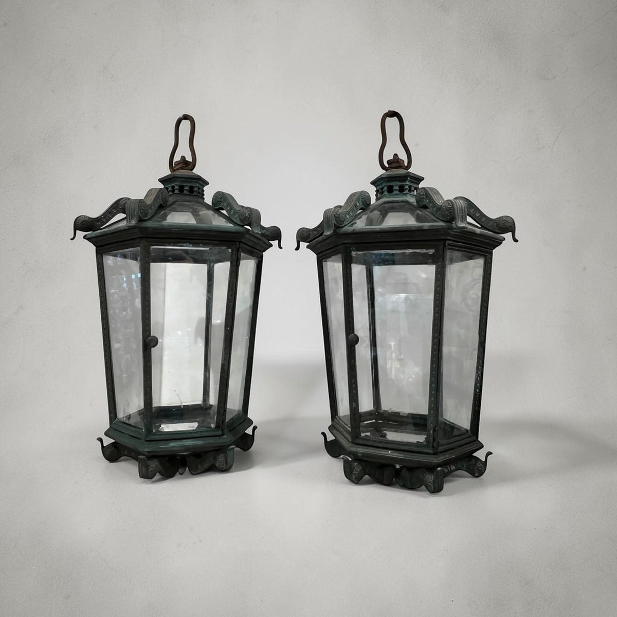 19th Century Italian Pair of Bronze Lanterns