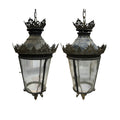 19th Century Italian Pair of Lanterns with Glass