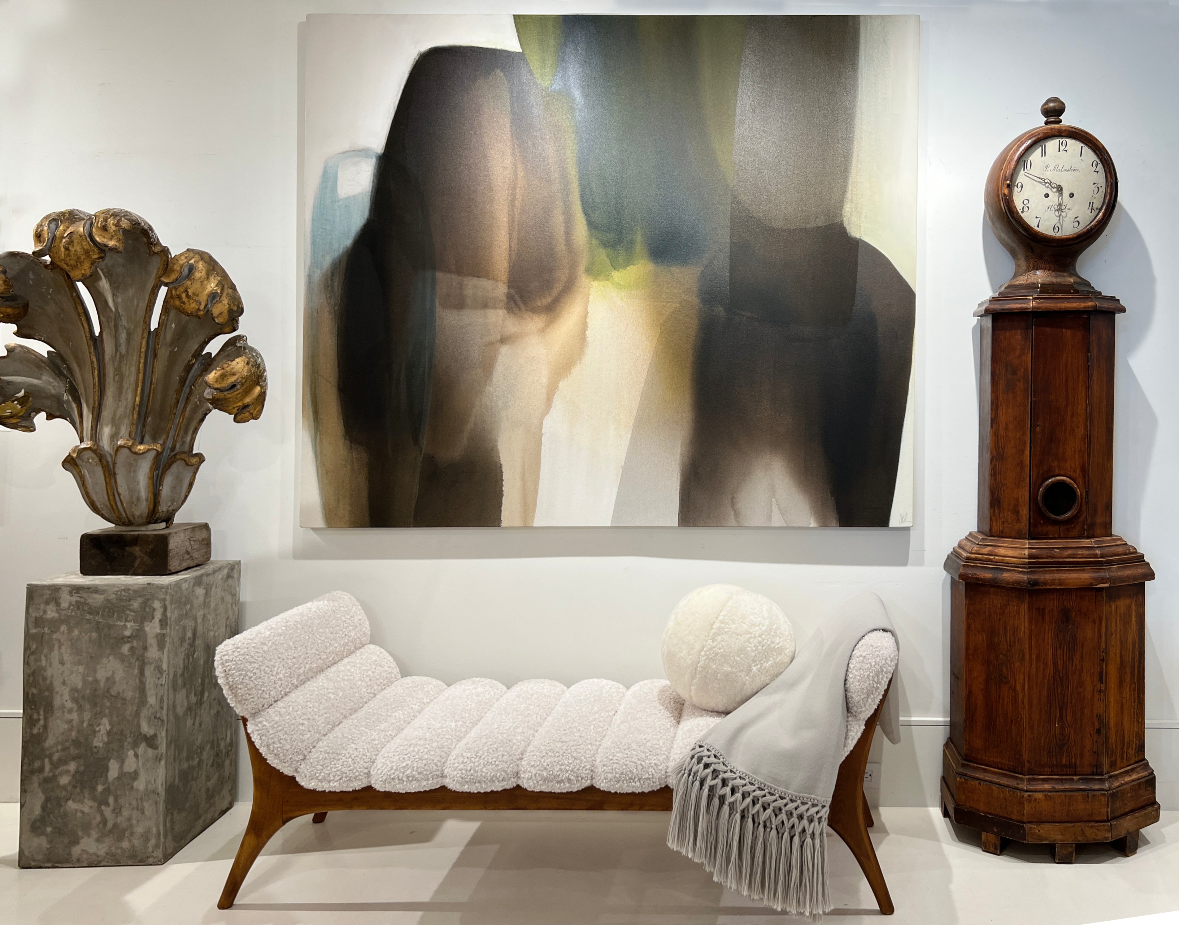 18th Century Louis XIV Wooden Plume Fragment on Stand