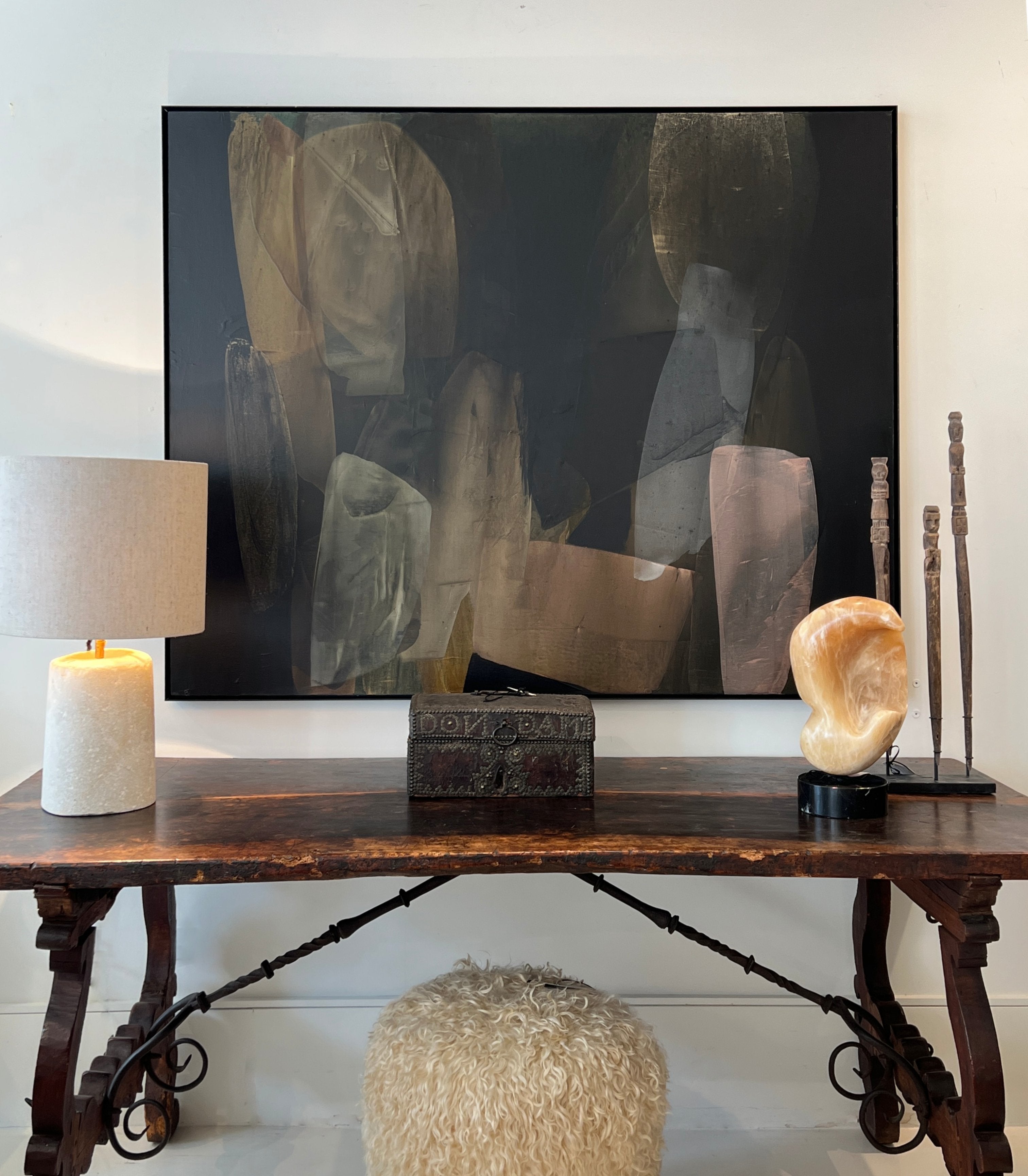 18th Century Antique Leather Box with Nailheads