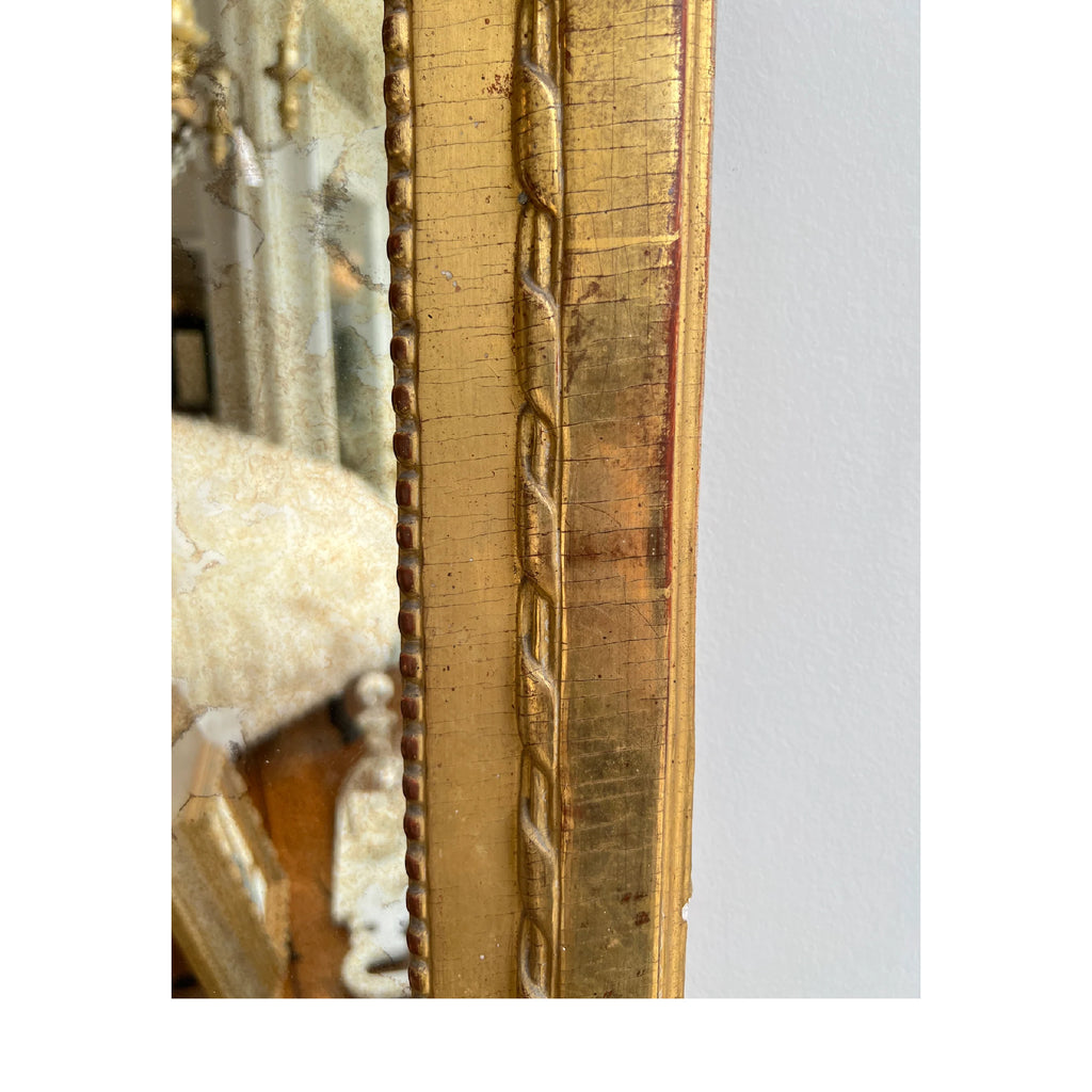 French Louis XVI Gilded Mirror with Neoclassical Carving
