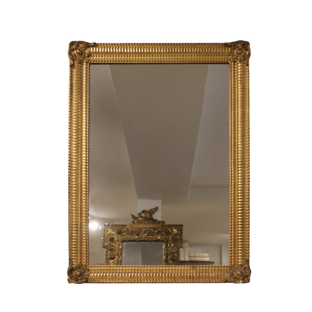 19th Century French Antique Louis Philippe Gilded Mirror with Ripple Detail