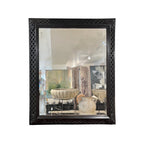 19th Century French Antique Napoleon III Black Mirror with Detailed Carving
