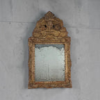 18th Century French Louis XIV Period Gilded & Silvered Wood Mirror with Carved Pediment - Small