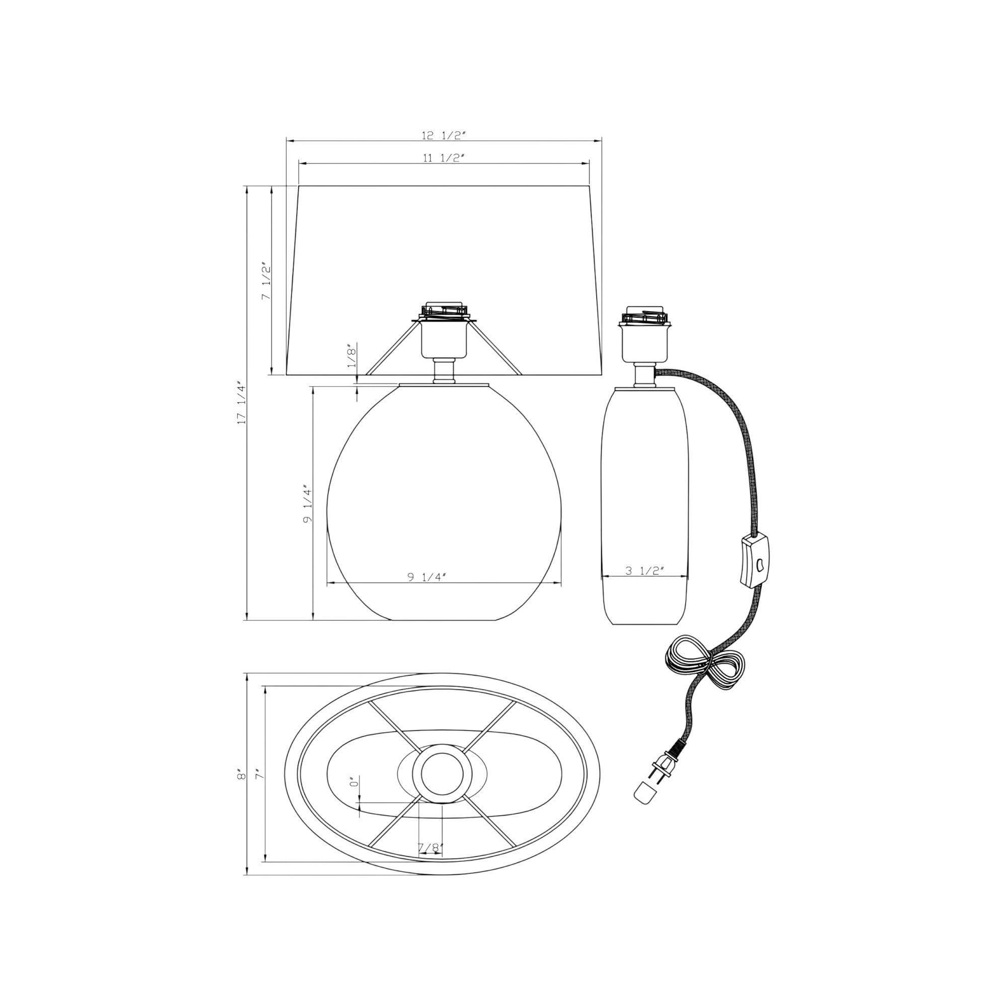 Smokey Oval Table Lamp