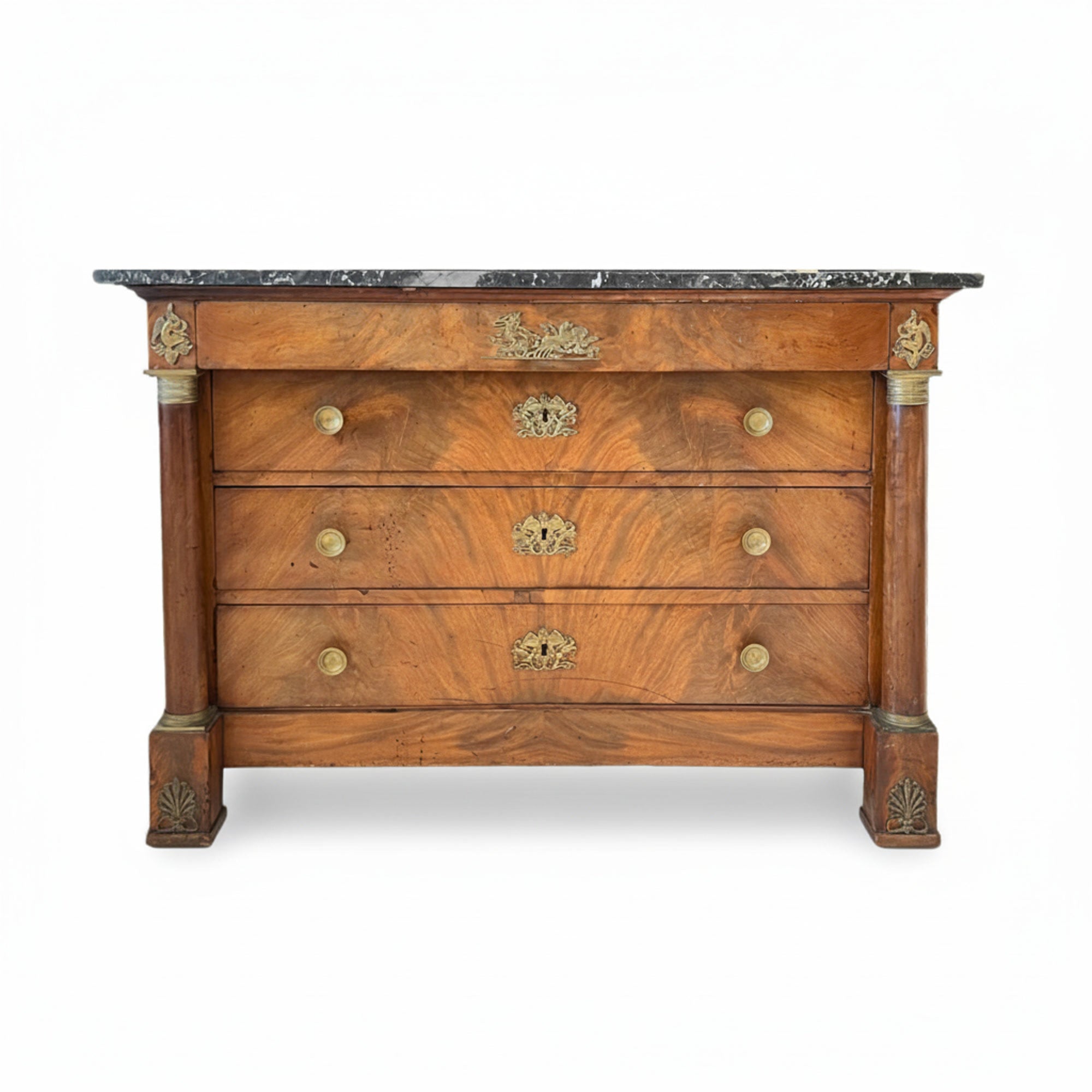 19th Century Empire Marble Top Commode