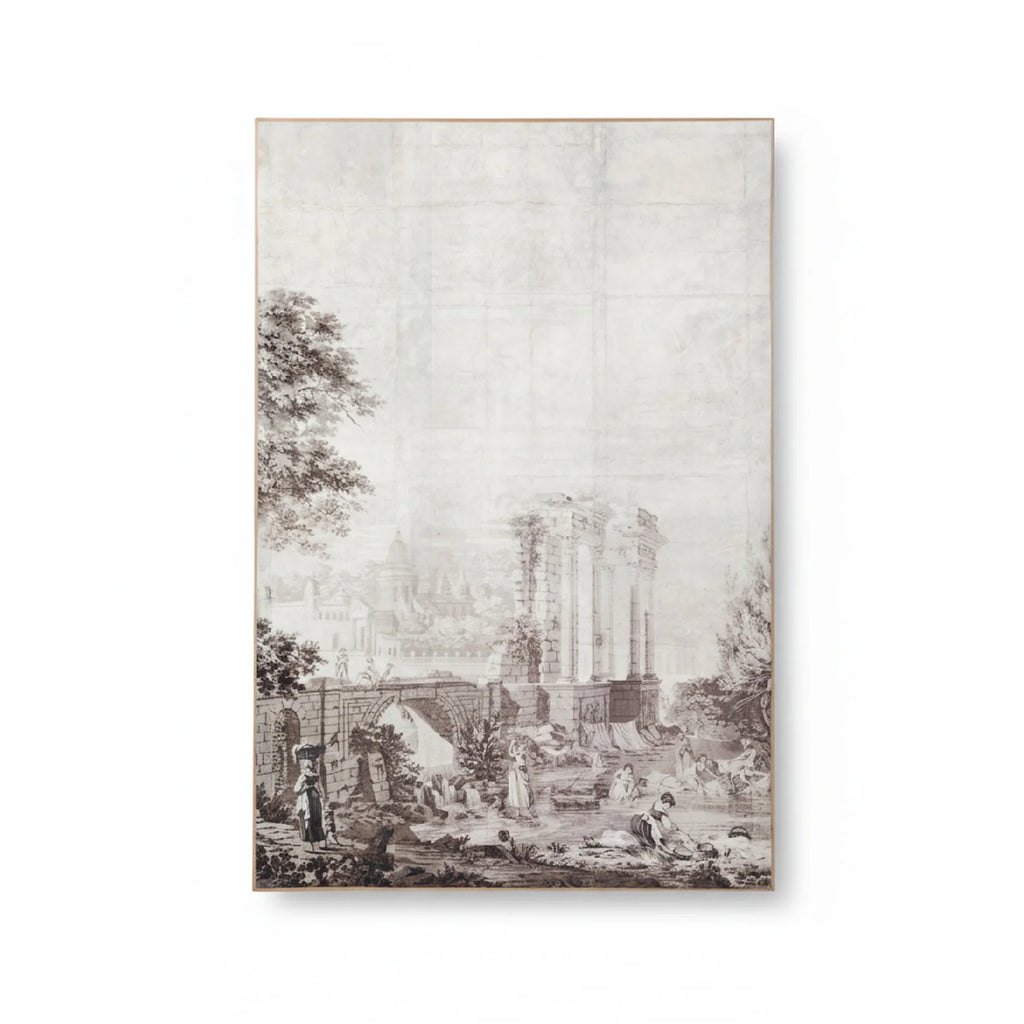 Maison Architectural Grisaille Panel - Sepia