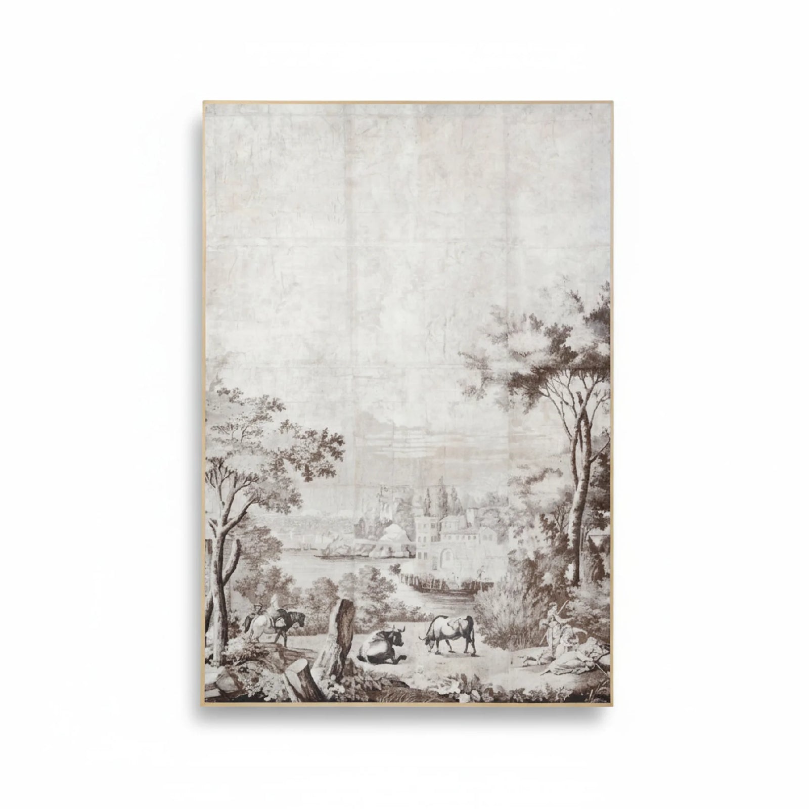 Maison Pastoral Grisaille Panel - Sepia