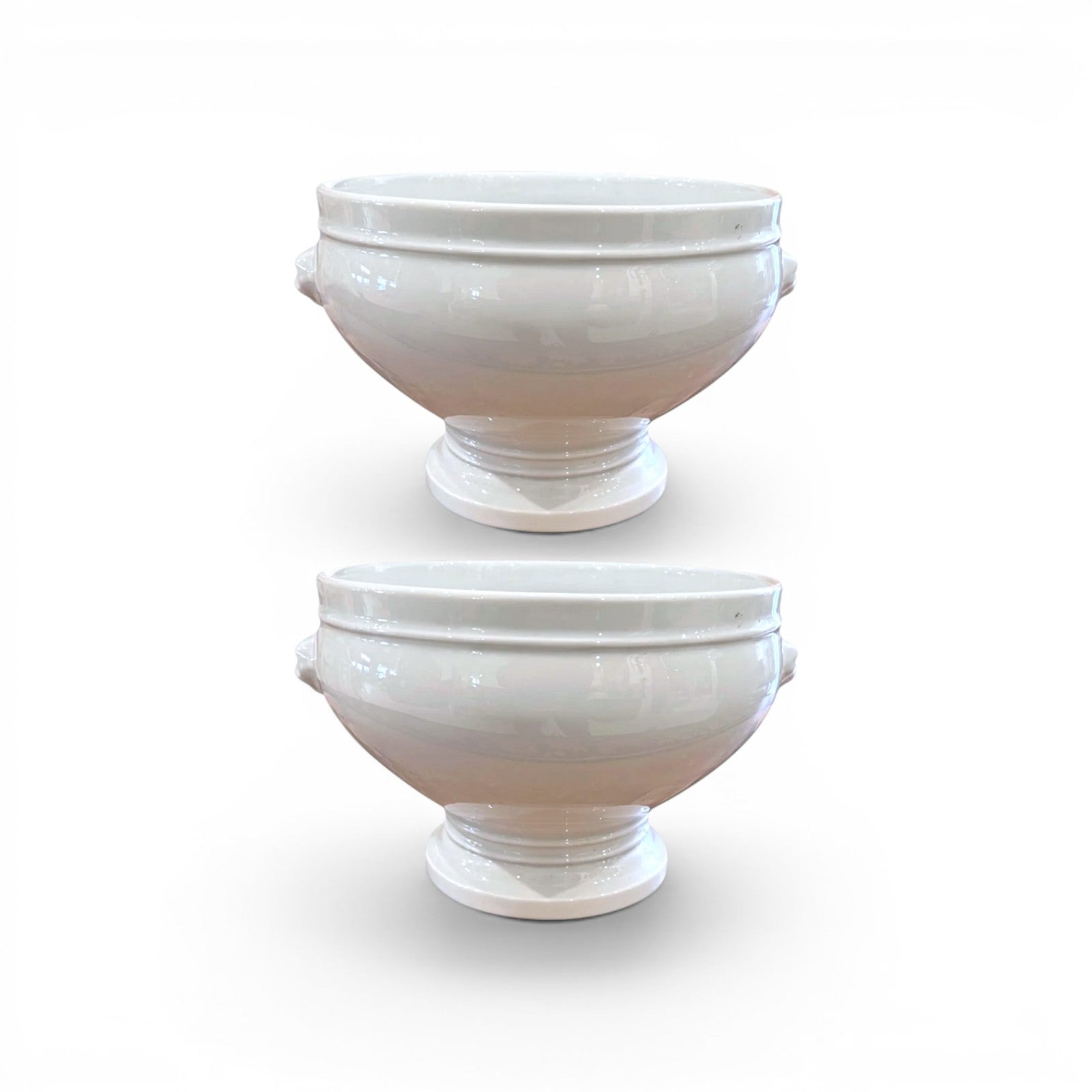 Pair of White Pillivuyt Porcelain Bowls - 3 Pair Available