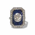 .72 ct Art Deco Diamond and Sapphire Cocktail Ring