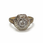 14 Karat White Gold Old Mine Cut Diamond Ring