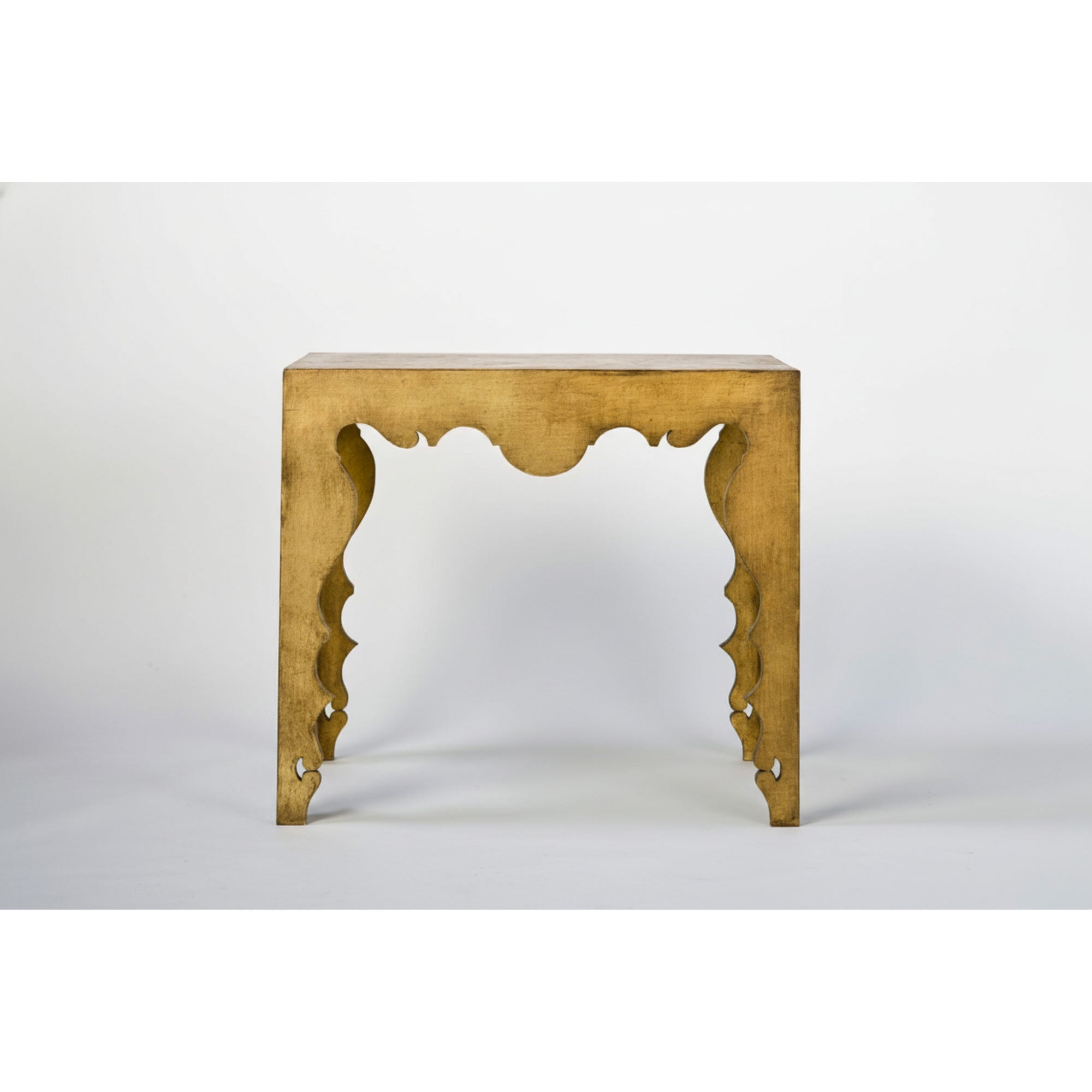 Maison Contemporary Rococo Console Table in Gold Leaf