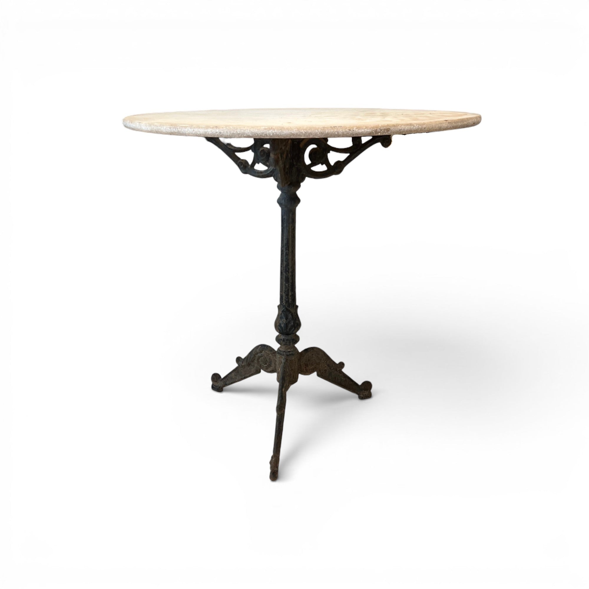 19th Century French Antique Stone Top Table with Iron Base