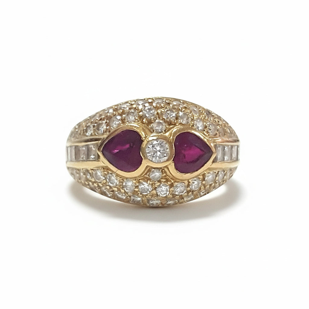 Contemporary 1.15 ct Diamond and 1.07 ct Ruby Ring