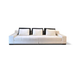 Christian Liaigre "Augustin" Sofa in Oyster Belgium Linen with Charcoal Mohair Back Pillow