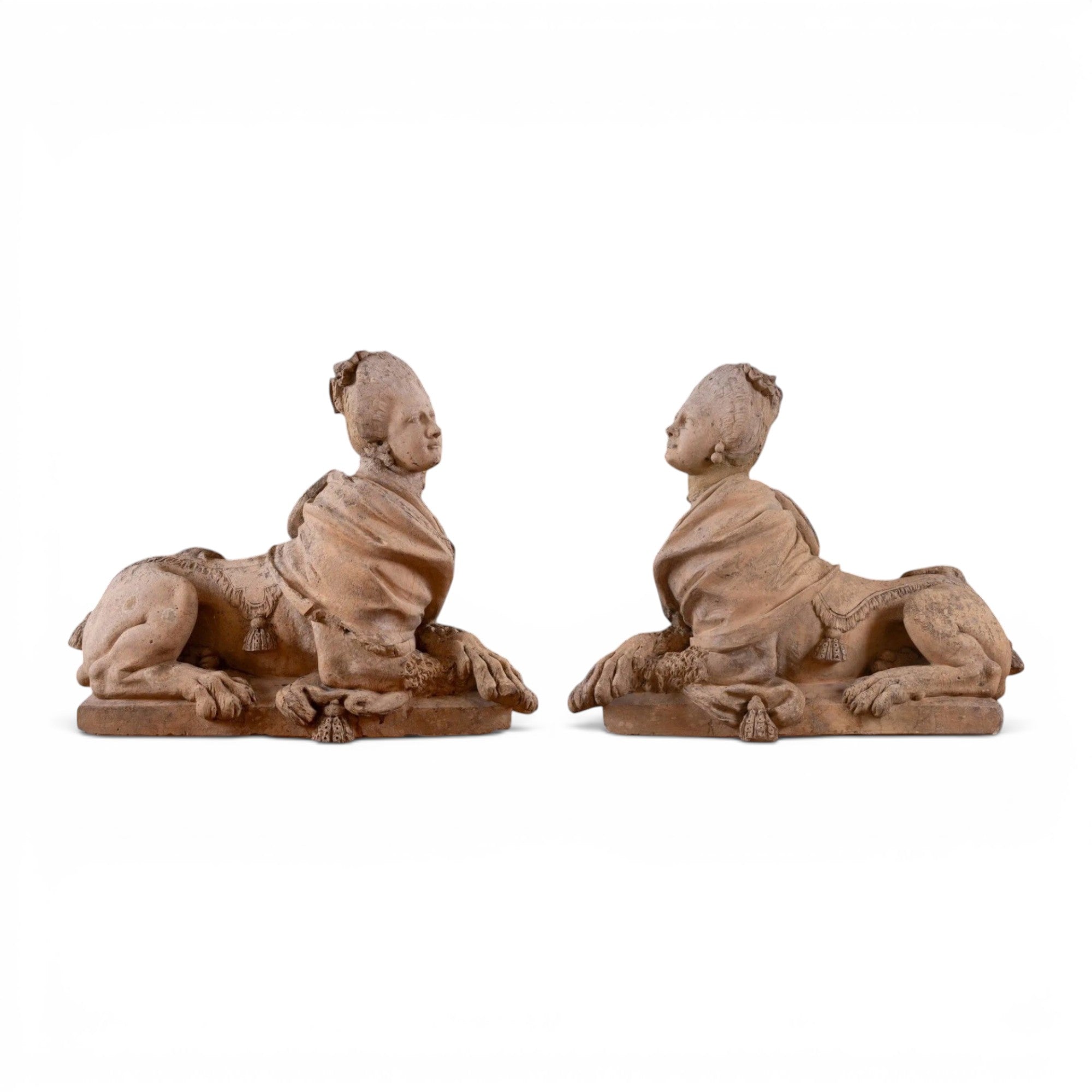 18th Century European Pair of Terracotta Sphinxes
