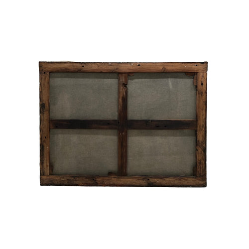 Tara Shaw 17th century Venetian painting back view showing the aged wooden stretcher frame and canvas texture.