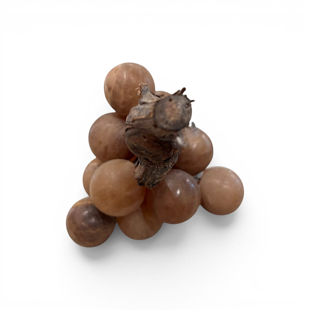 Tara Shaw medium alabaster grapes decorative object with translucent brown stone texture and organic wooden stem
