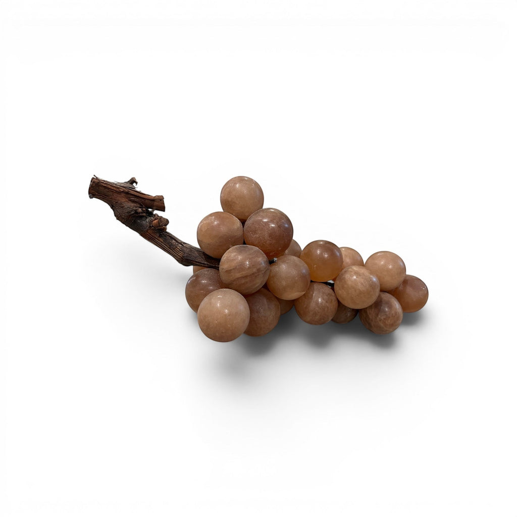 Tara Shaw medium alabaster grapes decorative sculpture with translucent stone finish and organic brown stem
