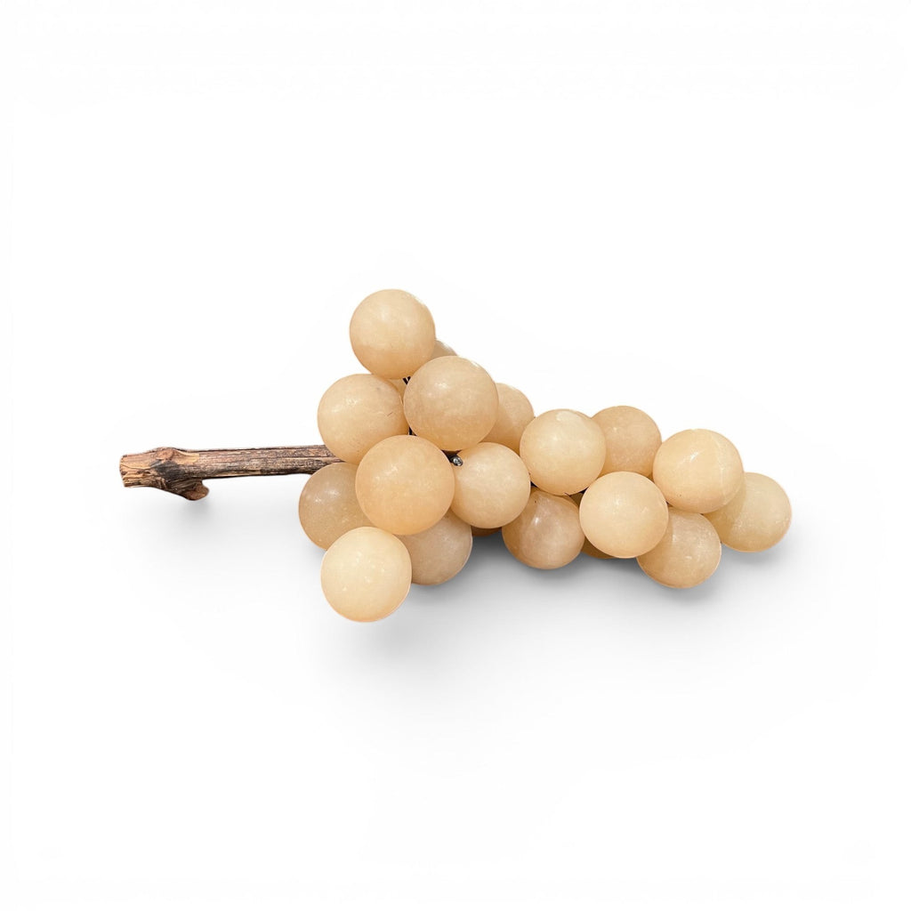 Tara Shaw medium alabaster grapes decorative sculpture with translucent stone finish and organic stem detail.