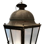 Tara Shaw 19th century French iron and glass lantern with an aged metal finish and classic architectural silhouette.
