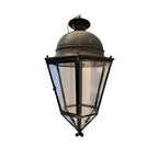 Tara Shaw 19th century French iron and glass lantern with an aged finish and classic architectural silhouette.