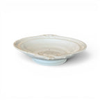 Tara Shaw 19th century European ironstone bowl with a white aged patina and elegant embossed rim detail.