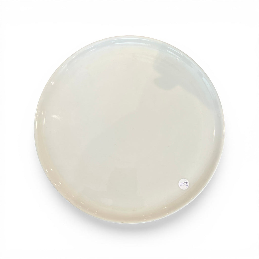Tara Shaw 19th century European white ironstone cake plate with a smooth, aged glaze and classic round silhouette.