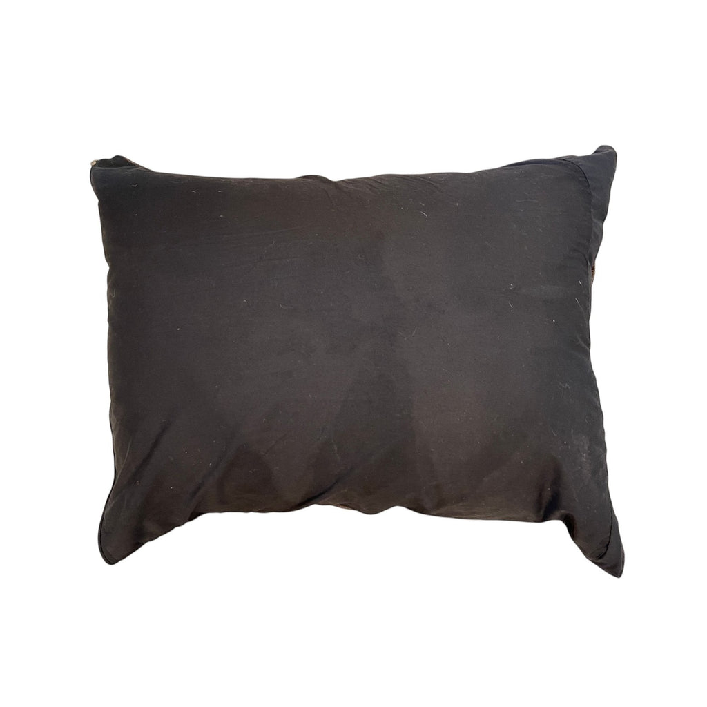 Tara Shaw African Kuba decorative pillow in solid black with a rectangular handwoven textile design.