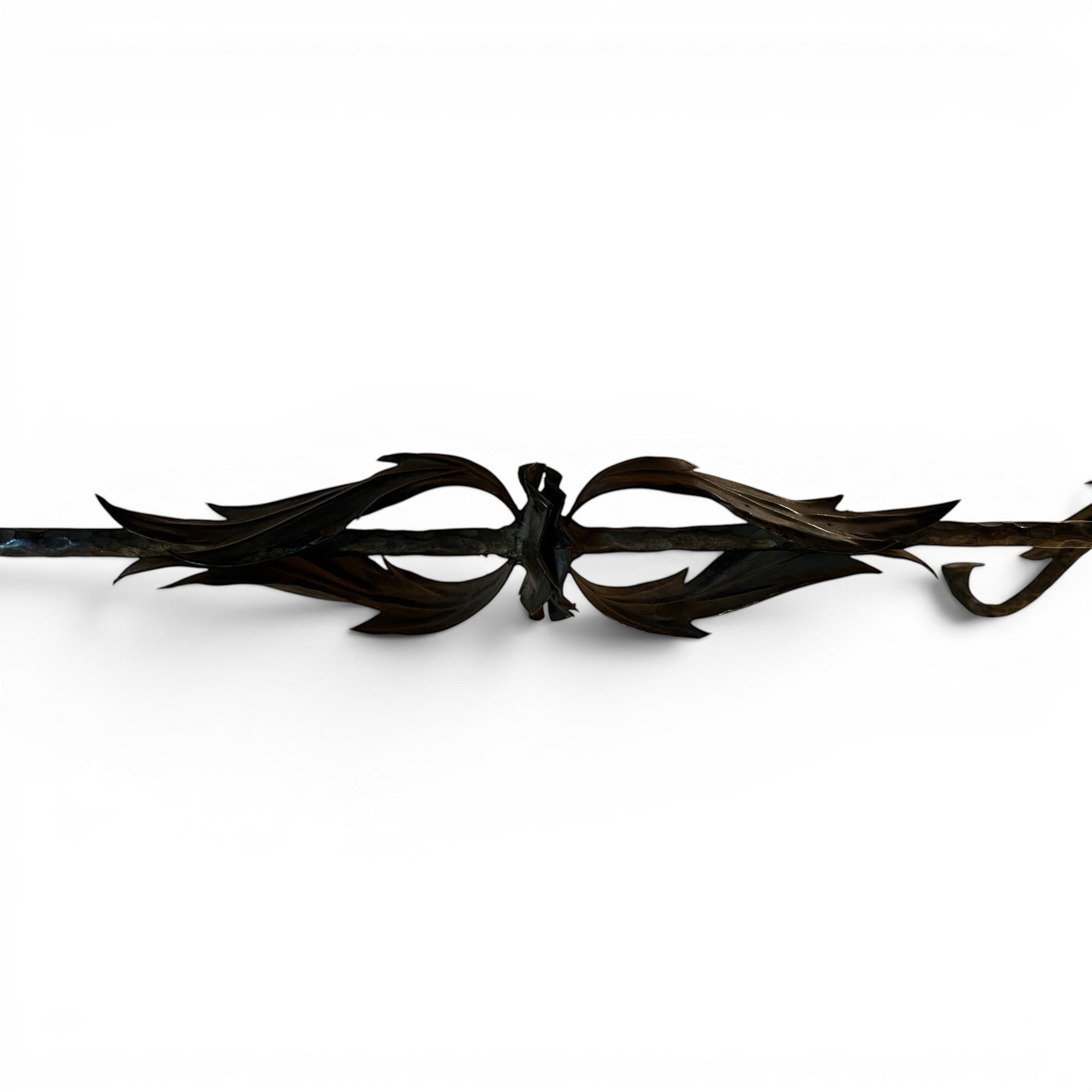 Tara Shaw bronze leaf table base with intricate sculptural metal detailing in a dark finish
